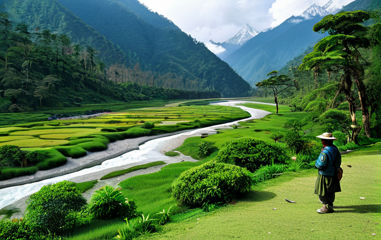 **
"A serene view of Royal Manas National Park in Bhutan, showcasing diverse bird species and lush greenery, fully clothed park rangers in the background, appropriate attire, safe for work, perfect anatomy, natural proportions, professional landscape photography, high quality, family-friendly."
**