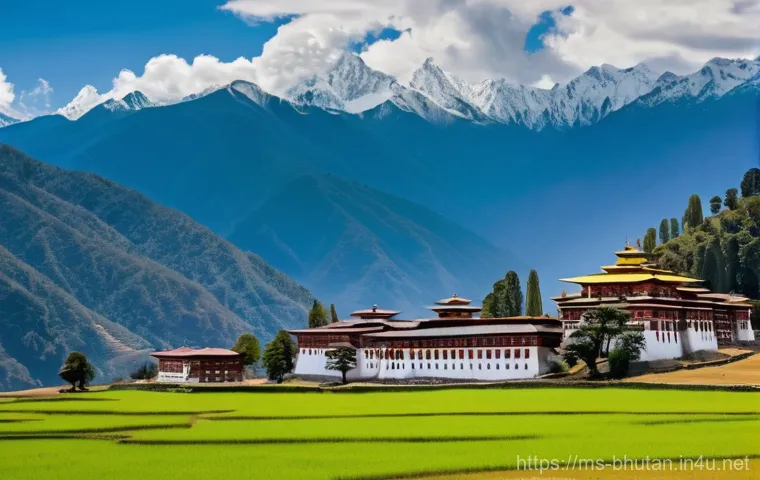 부탄 가는 방법 - **Image Prompt 1: The New Era of Bhutanese Tourism - Sustainable Exploration**
    A vibrant, sun-dr...