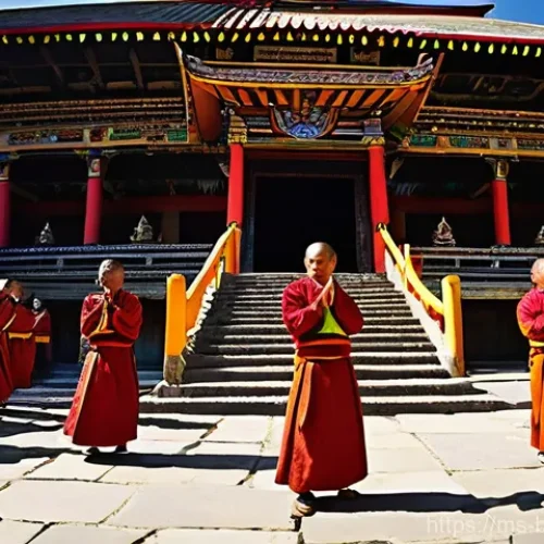 Home 25 부탄의 공휴일과 기념일 - **Prompt 1: The Mystical Cham Dance of Tshechu**
A vibrant, wide-angle shot of a traditional Bhu...