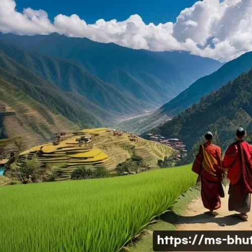 Home 11 부탄의 행복한 라이프스타일 - **Prompt:** A serene, wide-angle shot of a Bhutanese family in traditional Gho and Kira attire, gent...